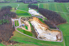 Oblique view of Sand pit/open-cast mine in the district Gleiszellen in Gleiszellen-Gleishorbach in the state Rhineland-Palatinate, Germany