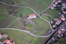 Aerial view of St. Dionysius Chapel in the district Gleiszellen in Gleiszellen-Gleishorbach in the state Rhineland-Palatinate, Germany