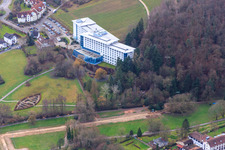 Spa park below the Edith Stein Clinic in Bad Bergzabern in the state Rhineland-Palatinate, Germany