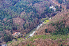 Kurtalstraße with Schwanenweiher and Hotelpension Seeblick in Bad Bergzabern in the state Rhineland-Palatinate, Germany