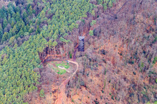 Aerial view of Bismarck Tower in Bad Bergzabern in the state Rhineland-Palatinate, Germany