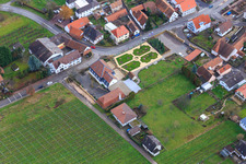 Aerial view of Park of the Hotel Schlössl Oberotterbach in Oberotterbach in the state Rhineland-Palatinate, Germany