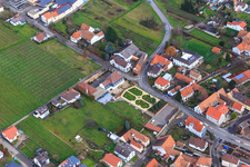 Oblique view of Park of the Hotel Schlössl Oberotterbach in Oberotterbach in the state Rhineland-Palatinate, Germany