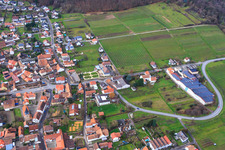 Aerial view of Emil Wissing Winery GmbH in Oberotterbach in the state Rhineland-Palatinate, Germany