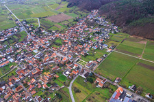 Village view on the edge of the Haardt from the northeast in Oberotterbach in the state Rhineland-Palatinate, Germany