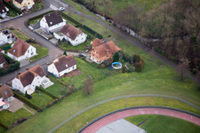 District Altenstadt in Wissembourg in the state Bas-Rhin, France from above