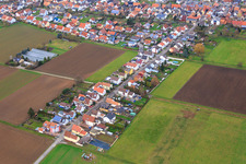 Aerial view of Wattstr in Freckenfeld in the state Rhineland-Palatinate, Germany