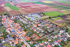Aerial view of Holzgasse in Minfeld in the state Rhineland-Palatinate, Germany