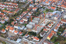 Aerial photograpy of Construction site for new development in the city center in Kandel in the state Rhineland-Palatinate, Germany