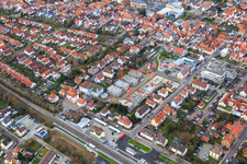 Construction site for new development in the city center in Kandel in the state Rhineland-Palatinate, Germany from above