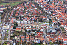 Construction site for new development in the city center from the east in Kandel in the state Rhineland-Palatinate, Germany