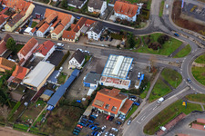Aerial view of Aral gas station Kandel in Kandel in the state Rhineland-Palatinate, Germany