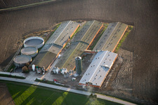 Aerial view of Oberlauterbach in the state Bas-Rhin, France
