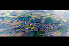 Village - view on the edge of agricultural fields and farmland in Wintzenbach in Grand Est, France