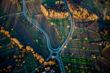 Roundabout in Winter in evening light in Elchesheim-Illingen in the state Baden-Wurttemberg