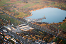Aerial photograpy of Gravel works Wilhem Stürmlinger & Sons in Durmersheim in the state Baden-Wuerttemberg, Germany