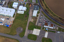 Heliport and tower at FSL Airport Speyer/Ludwigshafen GmbH in Speyer in the state Rhineland-Palatinate, Germany
