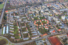 District on the Woogbach with Heinrich-Heine-Straße in Speyer in the state Rhineland-Palatinate, Germany