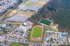 Realschule Plus Dudenhofen and sports field of the Turnerheim TV 1897 Dudenhofen eV in Dudenhofen in the state Rhineland-Palatinate, Germany