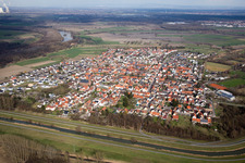 Aerial view of District Rußheim in Dettenheim in the state Baden-Wuerttemberg, Germany