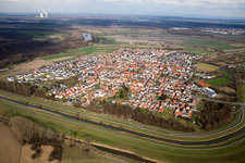 Oblique view of District Rußheim in Dettenheim in the state Baden-Wuerttemberg, Germany