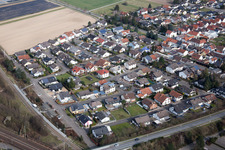 Oblique view of District Neudorf in Graben-Neudorf in the state Baden-Wuerttemberg, Germany