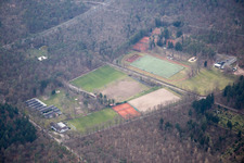 District Oststadt in Karlsruhe in the state Baden-Wuerttemberg, Germany from the plane