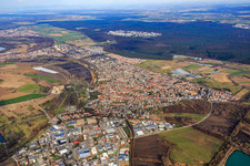 City view from the southwest in the district Eggenstein in Eggenstein-Leopoldshafen in the state Baden-Wuerttemberg, Germany
