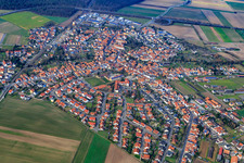 Overview of the town from the south in Rheinzabern in the state Rhineland-Palatinate, Germany