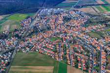 Aerial view of Overview of the town from the south in Rheinzabern in the state Rhineland-Palatinate, Germany