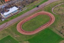 Aerial photograpy of Speedway and grandstand of the Herxheim Motorsport Association in Herxheim bei Landau in the state Rhineland-Palatinate, Germany