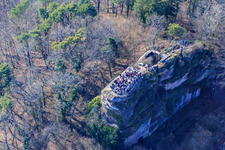 Neukastel Castle Ruins in Leinsweiler in the state Rhineland-Palatinate, Germany from above
