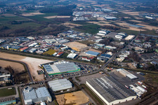 Aerial view of Industrial area SW in Achern in the state Baden-Wuerttemberg, Germany