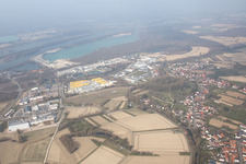 Aerial view of District Freistett in Rheinau in the state Baden-Wuerttemberg, Germany