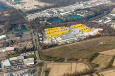 Building and production halls on the premises of Xella Deutschland GmbH in the district Freistett in Rheinau in the state Baden-Wurttemberg, Germany