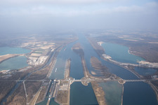 Aerial photograpy of Gambsheim in the state Bas-Rhin, France
