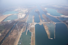 Oblique view of Gambsheim in the state Bas-Rhin, France