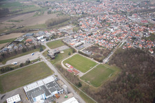 Aerial view of Drusenheim in the state Bas-Rhin, France