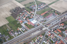 Aerial view of Rœschwoog in the state Bas-Rhin, France