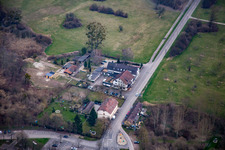 Aerial view of Ferry Hotel Rheinstrom in the district Plittersdorf in Rastatt in the state Baden-Wuerttemberg, Germany