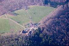 Gimbelhof in Wingen in the state Bas-Rhin, France from above