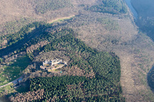Aerial view of Fleckenstein Ruins in Lembach in the state Bas-Rhin, France