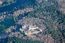 Fleckenstein Ruins in Lembach in the state Bas-Rhin, France from above