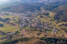 Aerial view of Fischbach bei Dahn in the state Rhineland-Palatinate, Germany
