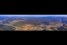Aerial view of Village panorama from the west in Bruchweiler-Bärenbach in the state Rhineland-Palatinate, Germany