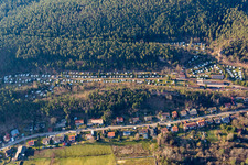 Aerial view of Büttelwoog campsite in Dahn in the state Rhineland-Palatinate, Germany