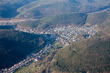 Aerial view of Hinterweidenthal in the state Rhineland-Palatinate, Germany
