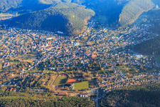 Overview of the shoe town from the north in Hauenstein in the state Rhineland-Palatinate, Germany