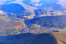 Aerial photograpy of Village in the Palatinate Forest from the north in Lug in the state Rhineland-Palatinate, Germany