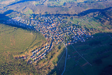 Oblique view of Village in the Palatinate Forest from the northwest in Wernersberg in the state Rhineland-Palatinate, Germany